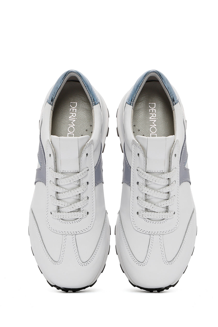 Kadın Beyaz Bağcıklı Deri Sneaker