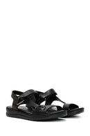 Women's Black Leather Comfort Sandals | Derimod