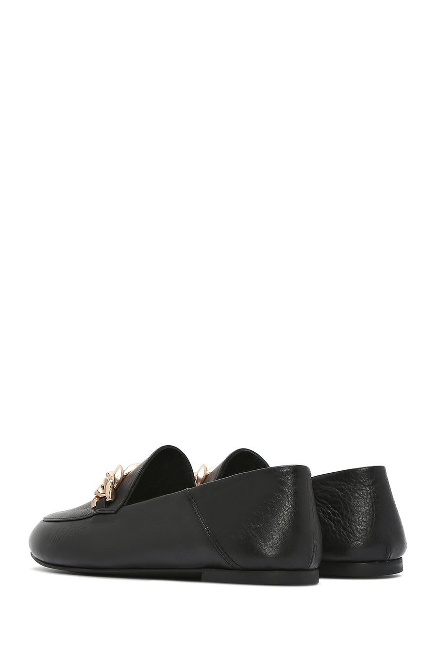 Kadın Siyah Tokalı Deri Maskülen Loafer