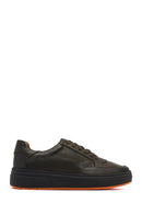 Erkek Haki Bağcıklı Deri Sneaker | Derimod