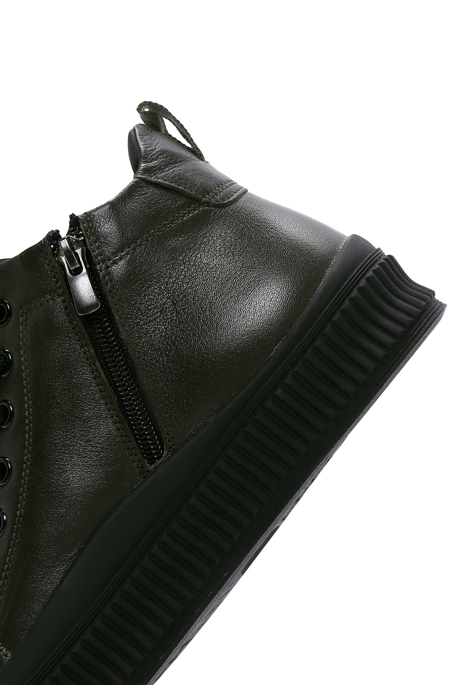 Men's Khaki Leather High Top Sneaker