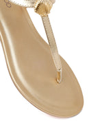Woman Gold Metallic Toe-Post Sandal | Derimod