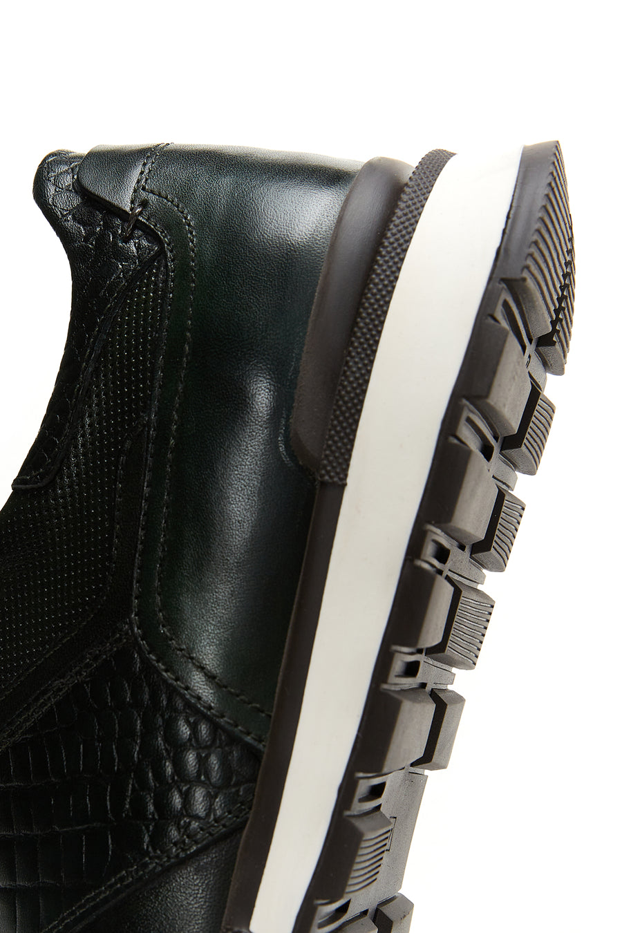 Men's Green Leather Printed Sneaker