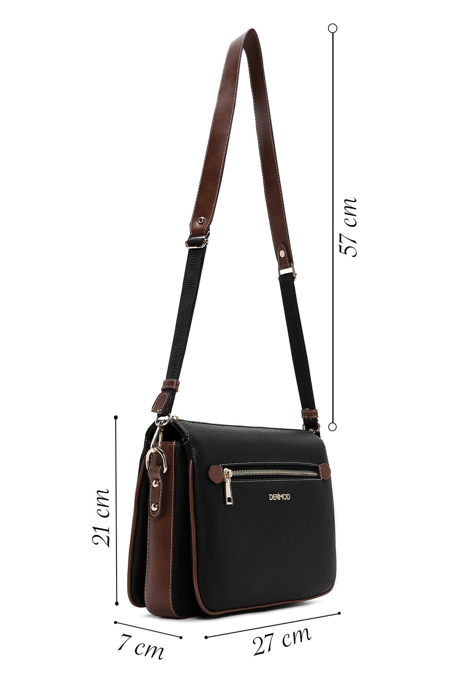 Woman Black Long-Strap Crossbody Bag