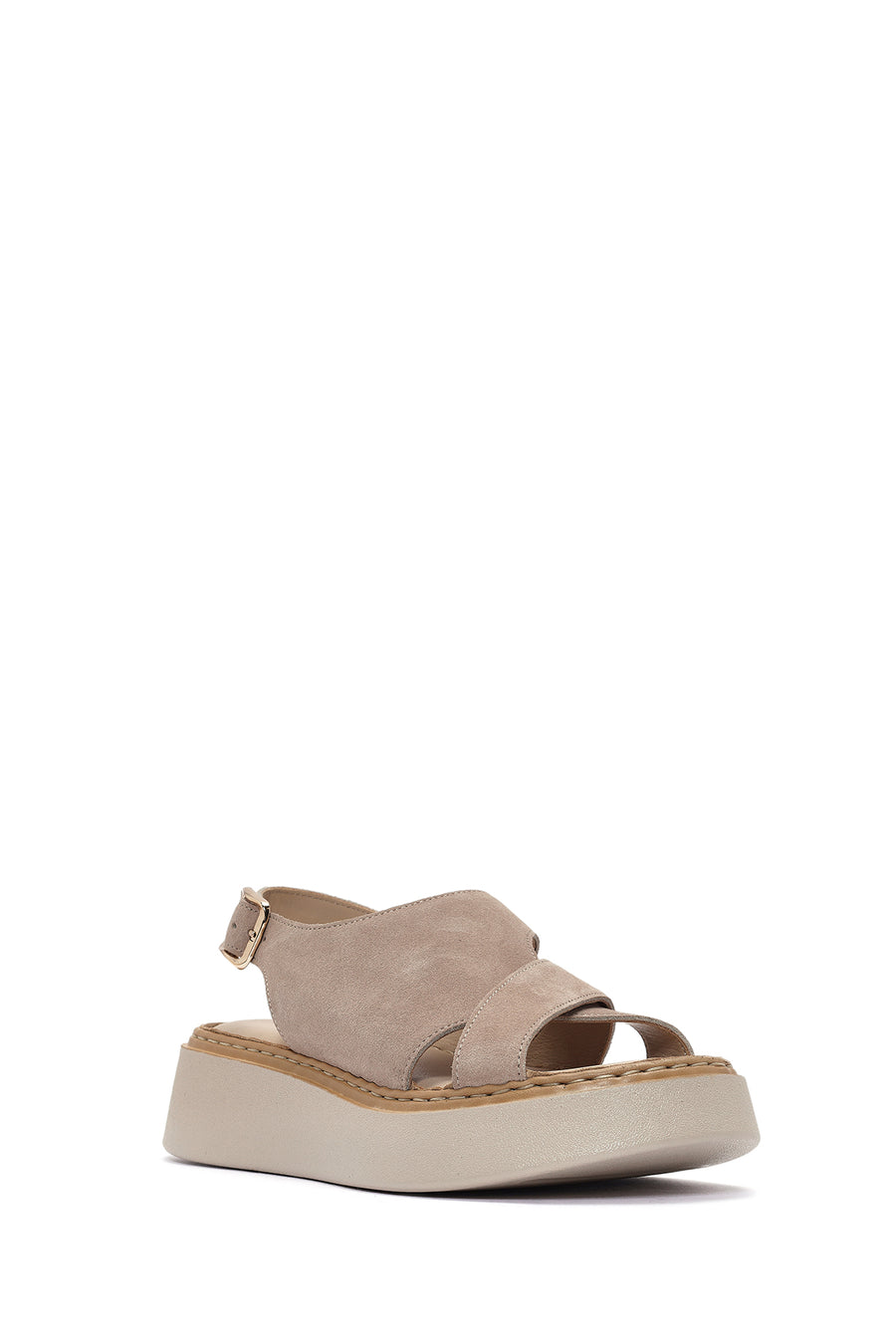 Women's Mink Ankle Buckle Thick Soled Suede Leather Comfort Sandals