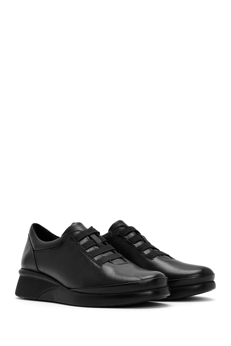 Women's Black Leather Comfort Shoes