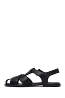 Woman Black Ankle-Buckle Leather Sandals | Derimod
