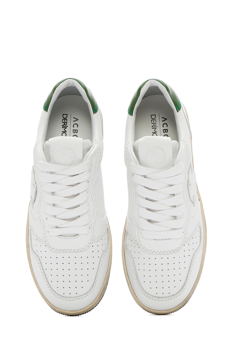 ACBC x DERİMOD Kadın Beyaz Bağcıklı Deri Sneaker