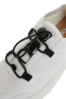 ACBC x DERİMOD Kadın Beyaz Bağcıklı Kalın Tabanlı Kumaş Sneaker | Derimod