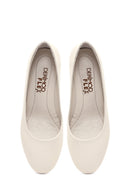 Derimod Flex Women Beige Short Thick Heeled Leather Shoes | Derimod
