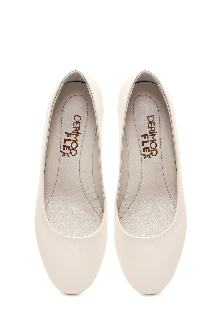 Derimod Flex Women Beige Short Thick Heeled Leather Shoes
