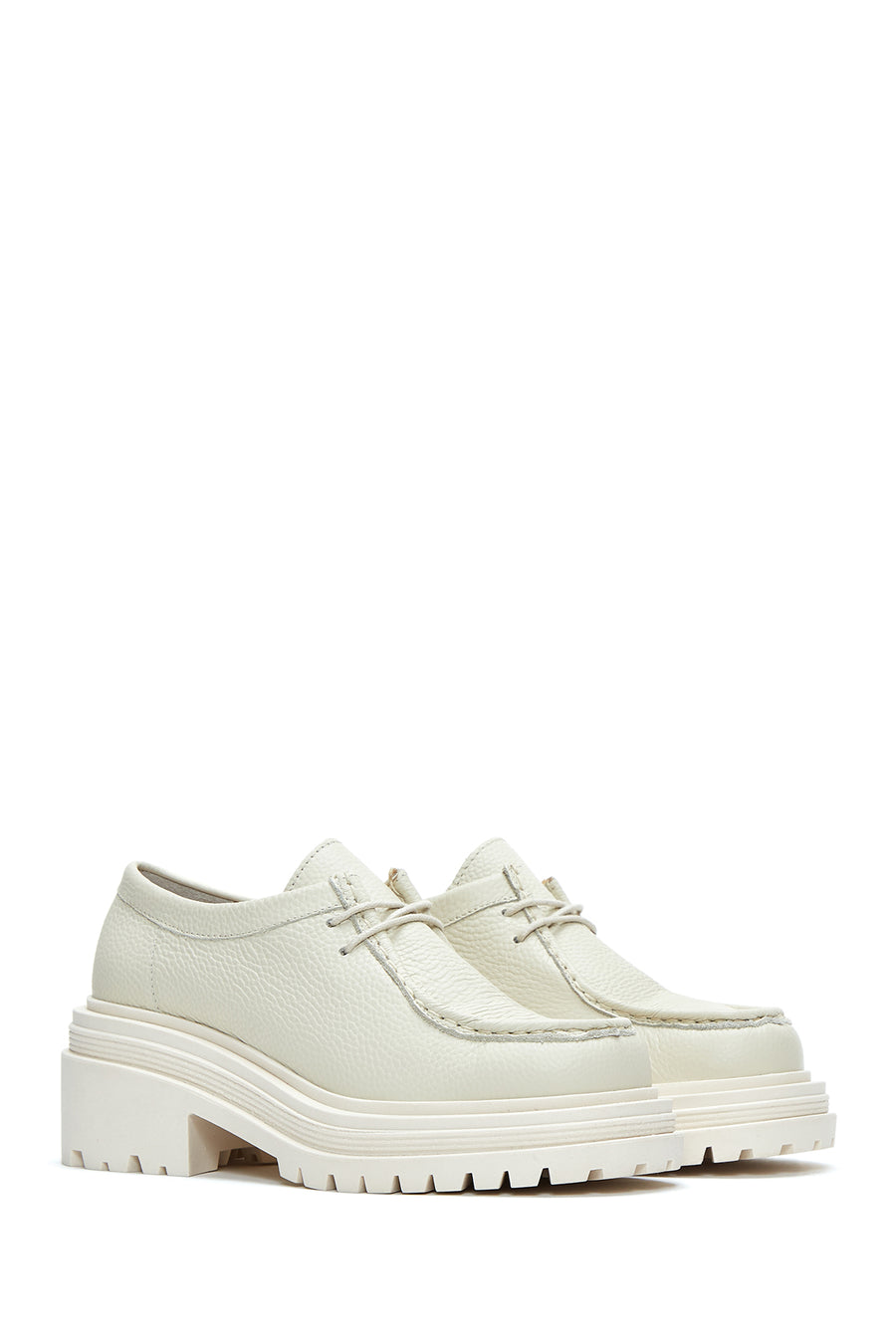 Women's Beige Leather Masculine Loafer
