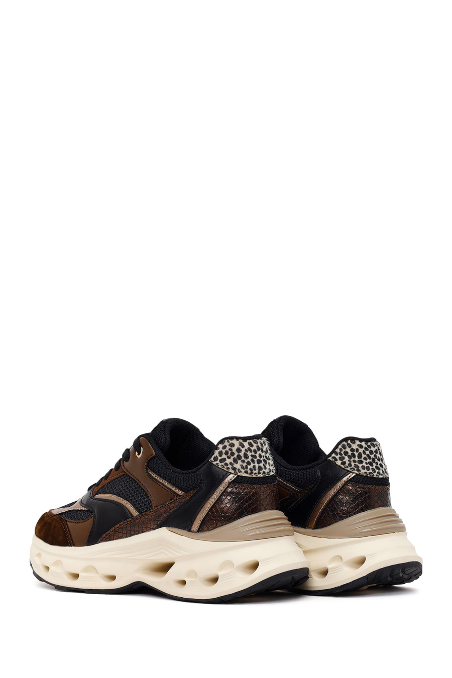Woman Brown Lace-Up Chunky Sneaker