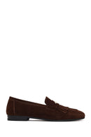 Women's Brown Buckled Suede Leather Loafer | Derimod