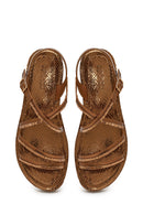 Woman Bronze Ankle Buckle Jeweled Sandal | Derimod