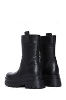 Women's Black Leather Zippered Thick Soled Boots | Derimod