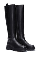 Women's Black Zippered Leather Boots | Derimod