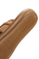 Women's Tan Leather Comfort Slippers | Derimod