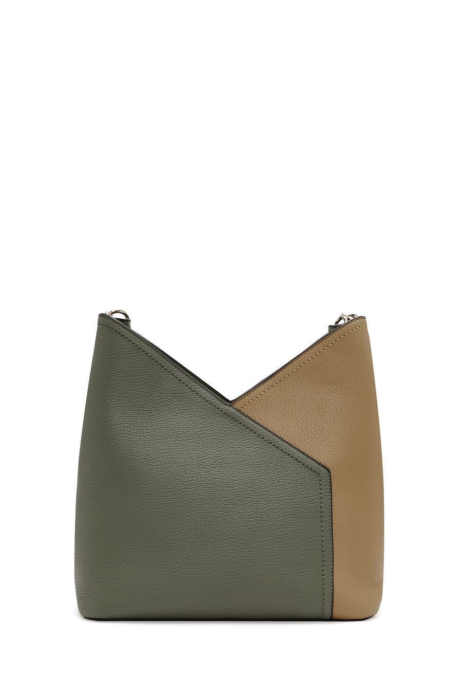 Woman Green Shoulder Bag with Short and Long Straps