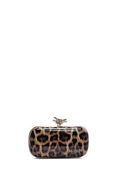 Women's Leopard Pattern Long Chain Strap Mini Box Evening Bag | Derimod