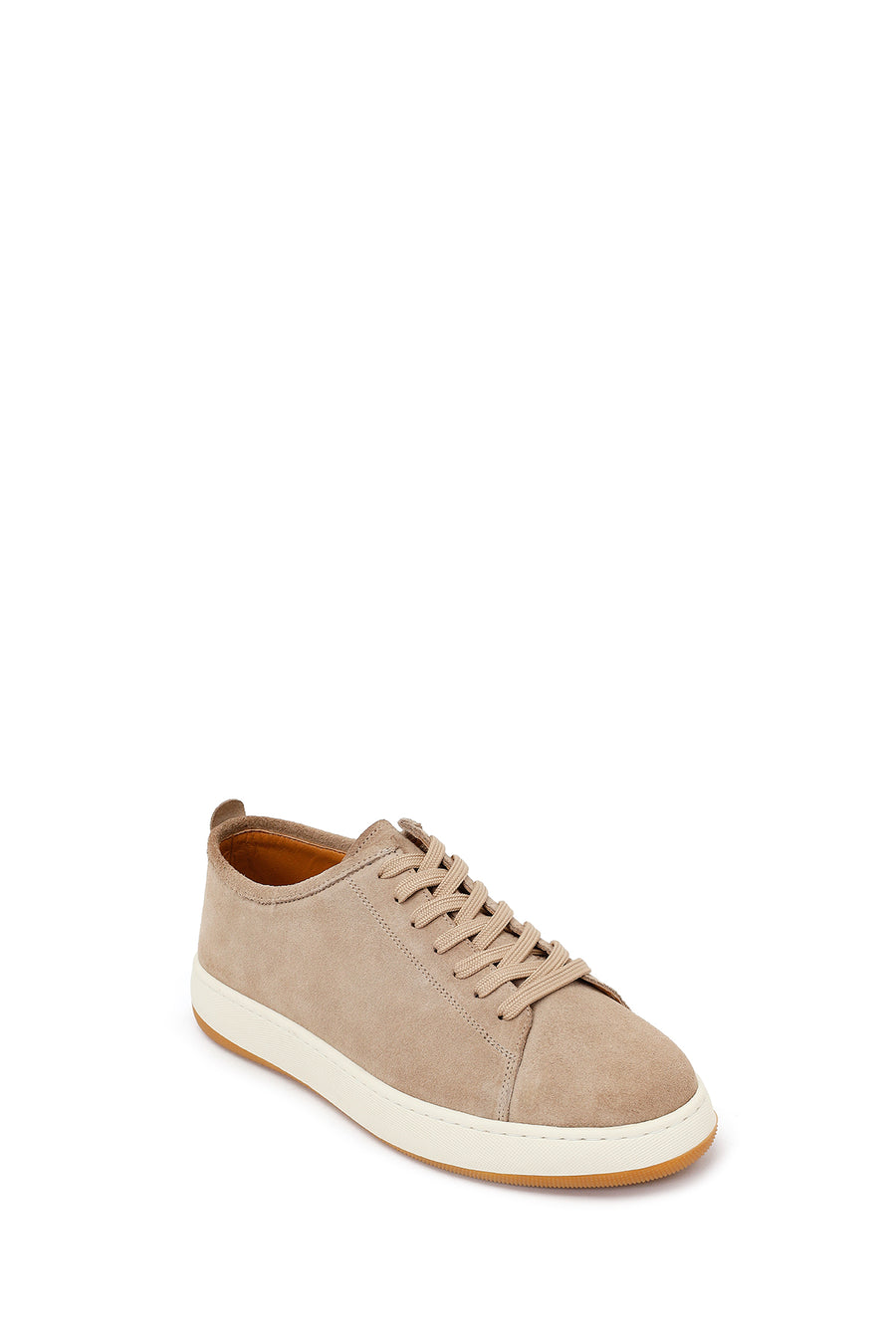 Male Beige Lace-Up Thick-Soled Suede Leather Sneaker