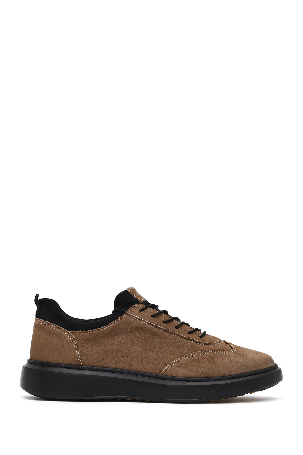 Erkek Vizon Bağcıklı Nubuk Deri Sneaker