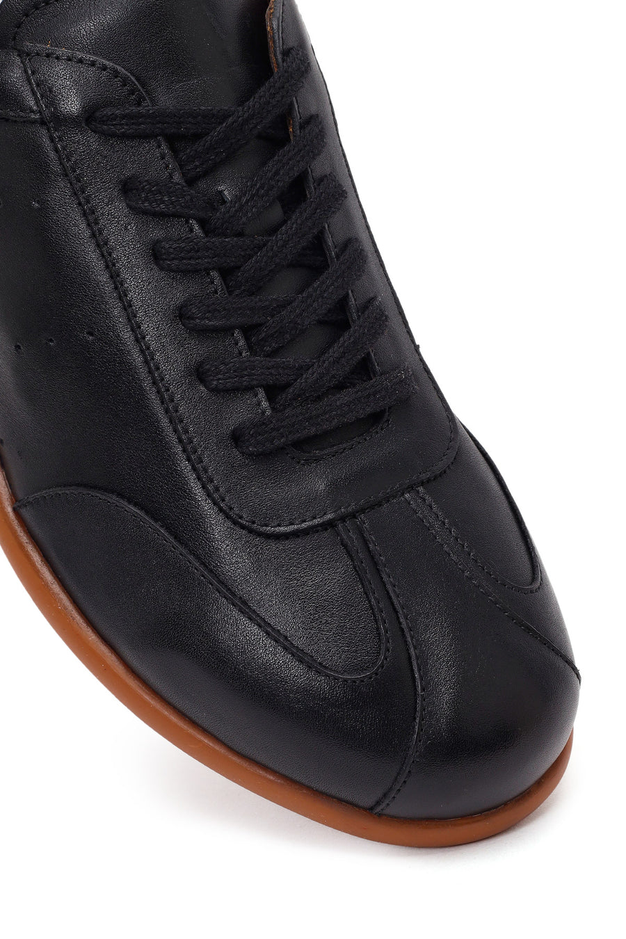 Erkek Siyah Bağcıklı Deri Sneaker