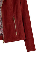 Lara Woman Burgundy Short Suede Jacket | Derimod
