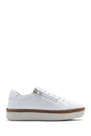 Woman White Lace-Up Leather Sneaker | Derimod