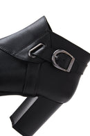 Women's Black Leather Heeled Boots | Derimod
