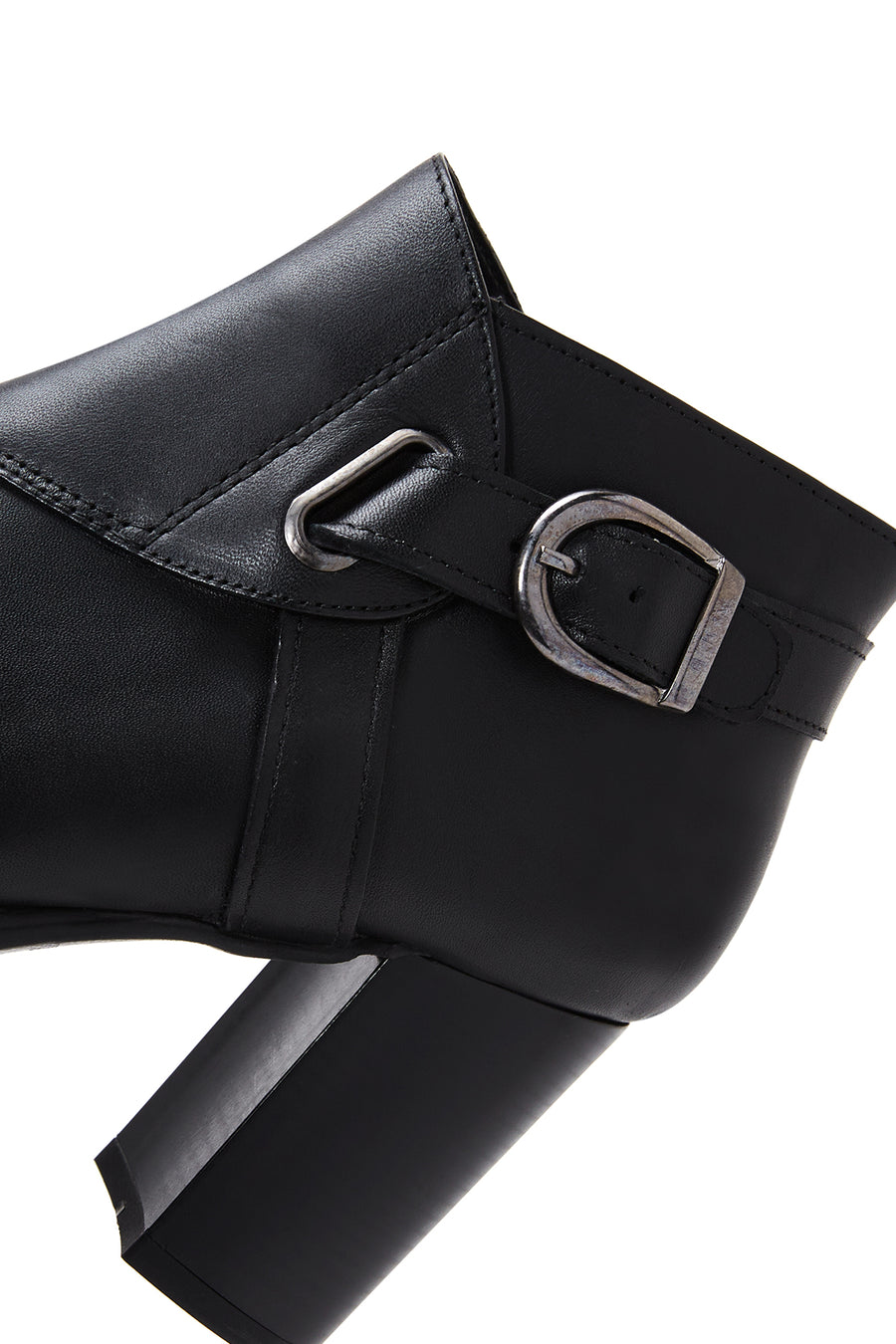 Women's Black Leather Heeled Boots