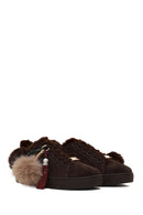 Kadın Kahverengi Bağcıklı Charmlı Süet Deri Teddy Sneaker | Derimod