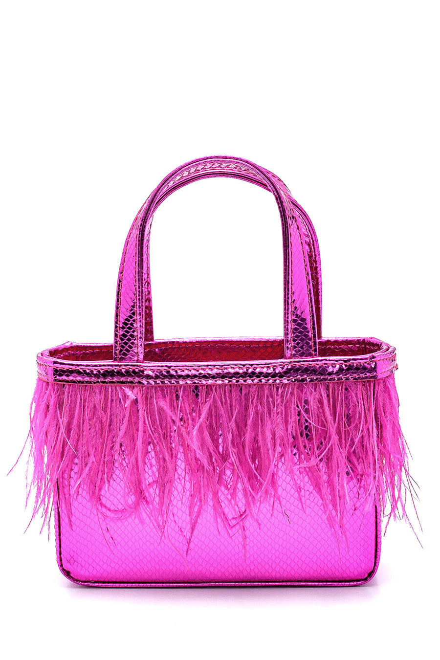 Women's Feathered Snake Patterned Derimod X Whenever Company Mini Handbag