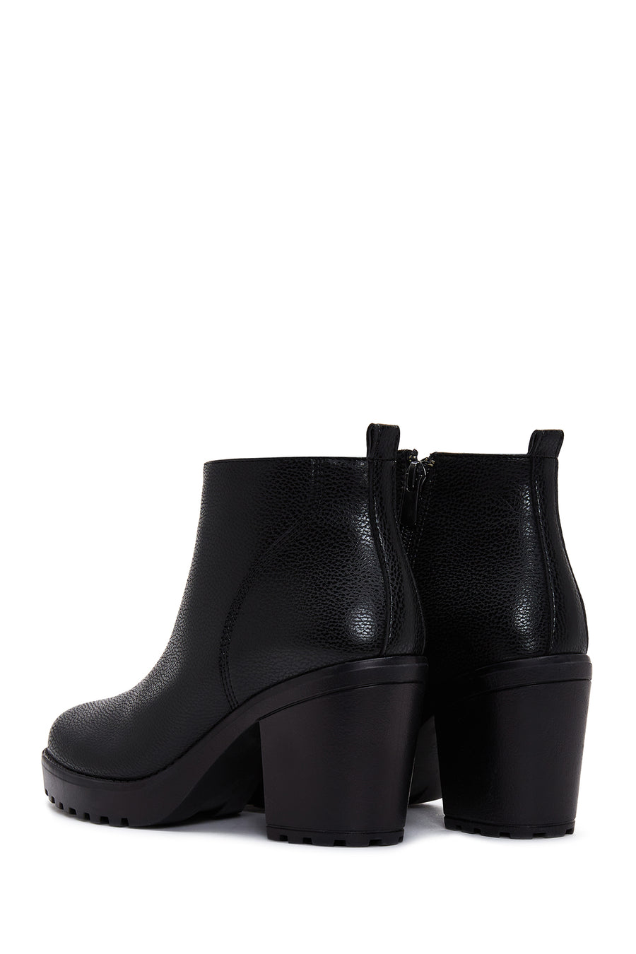 Women's Black Zippered Chunky Heel Boots