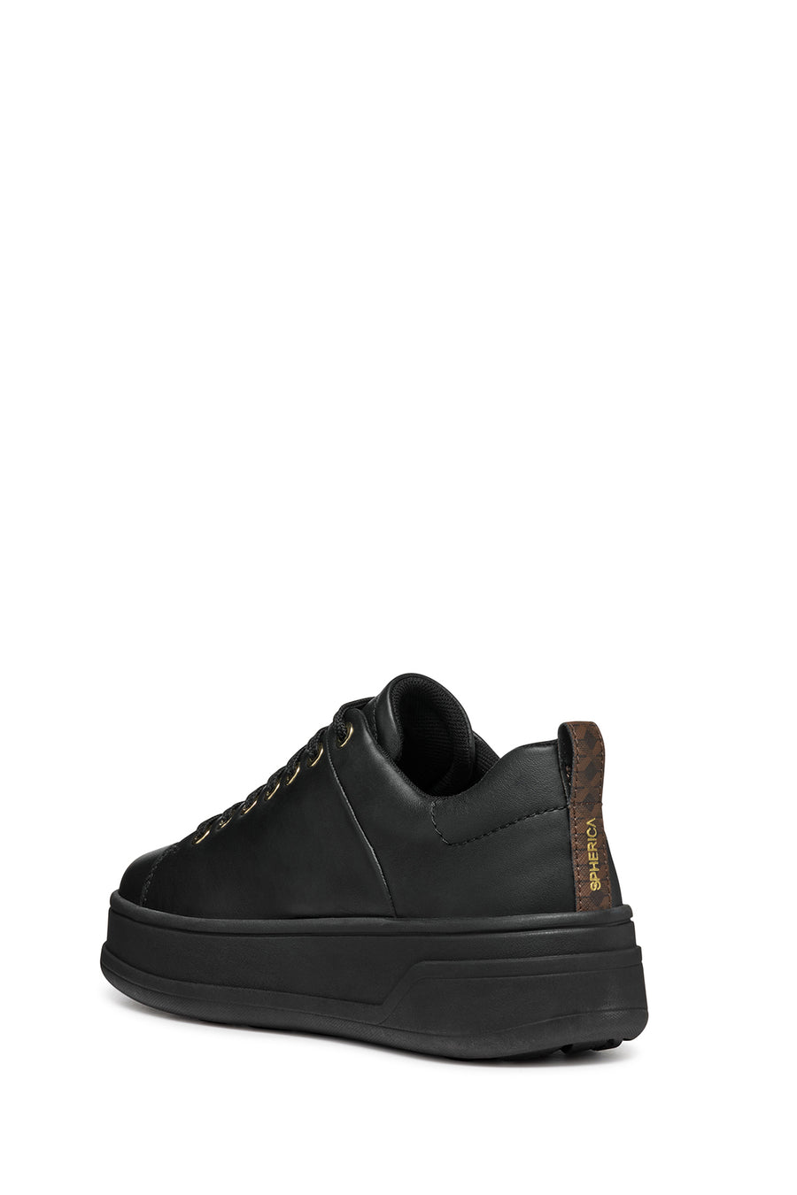 Geox Women's Black Spherica Ecub-2 Lace-Up Leather Sneaker