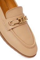 Kadın Bej Tokalı Maskülen Deri Loafer | Derimod