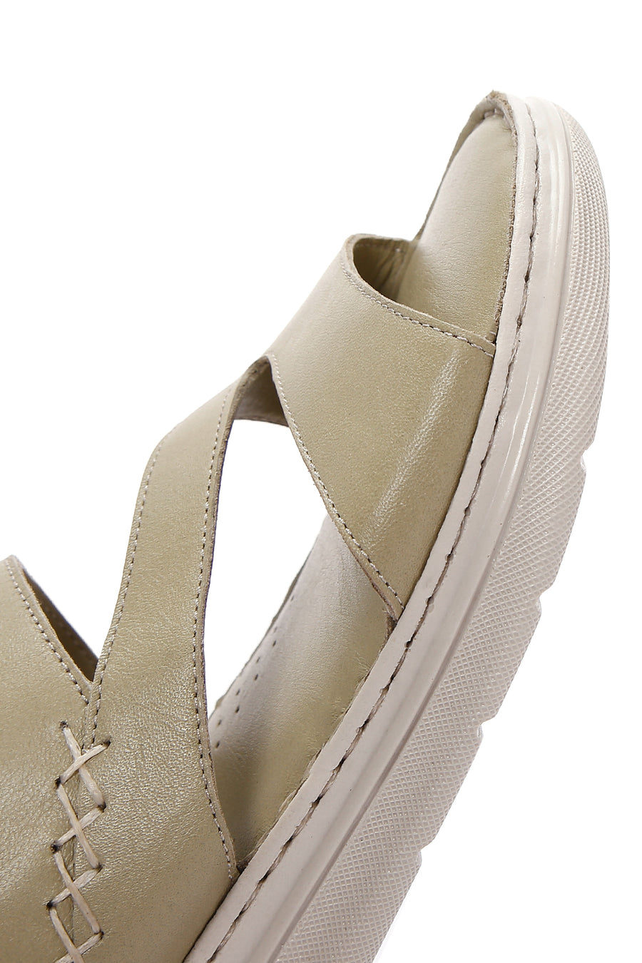 Women's Green Leather Comfort Sandals