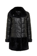Avoriaz Women's Black Teddy Leather Coat | Derimod