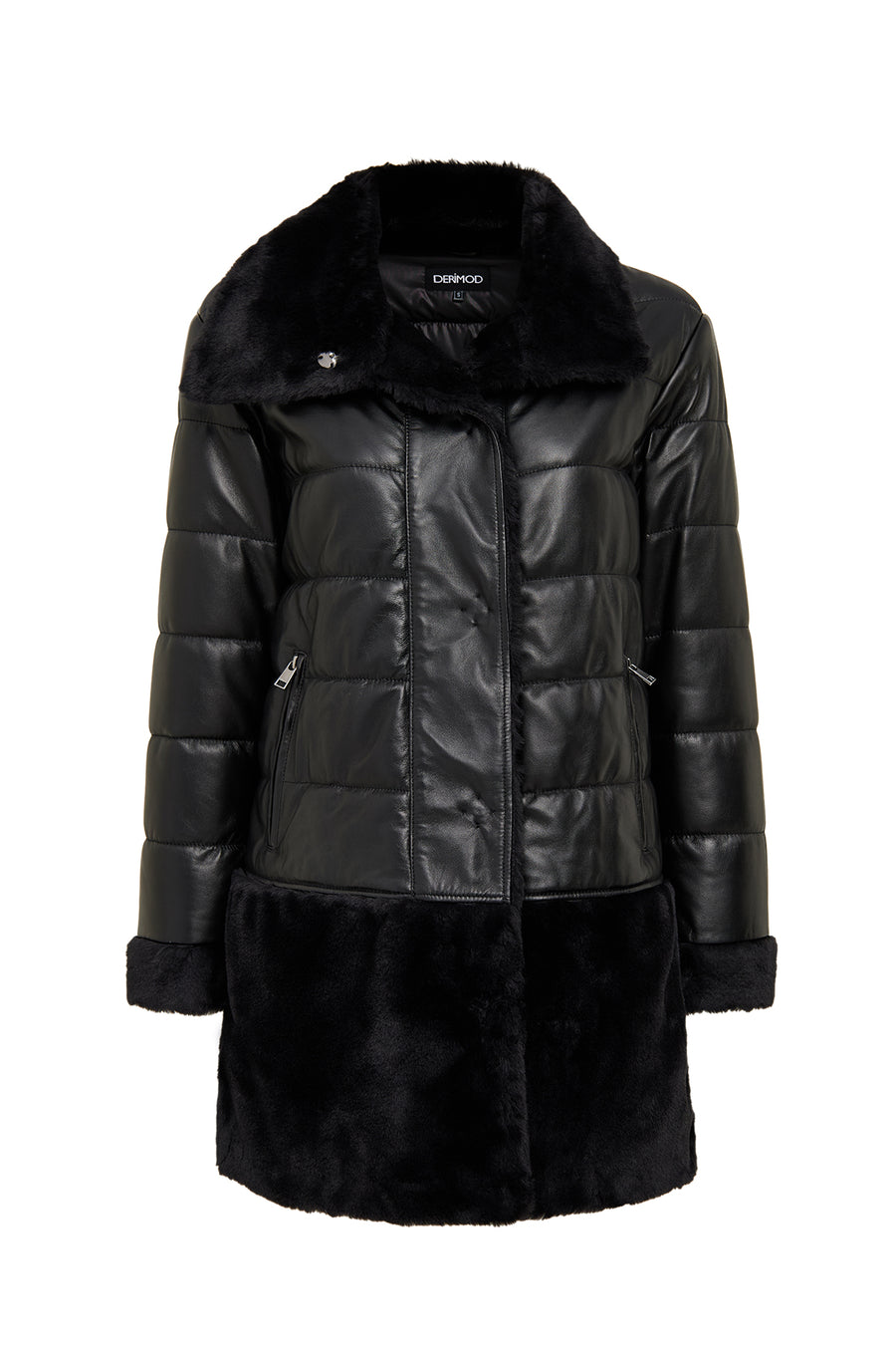 Avoriaz Women's Black Teddy Leather Coat 24WGP5295FF | Derimod