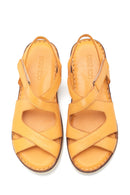 Kadın Sarı Deri Comfort Sandalet | Derimod