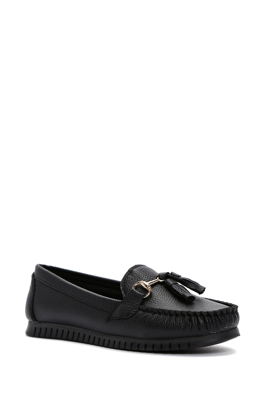 Kadın Siyah Püskül Detaylı Loafer