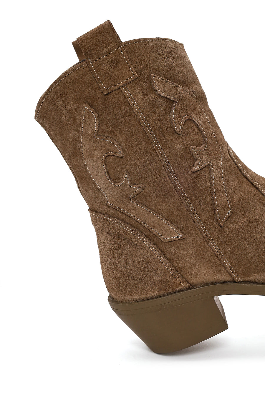 Woman Walnut Thick-Heeled Suede Cowboy Boots