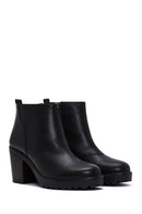 Women's Black Zippered Chunky Heel Boots | Derimod