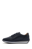 Erkek Lacivert Bağcıklı Deri Casual Sneaker | Derimod