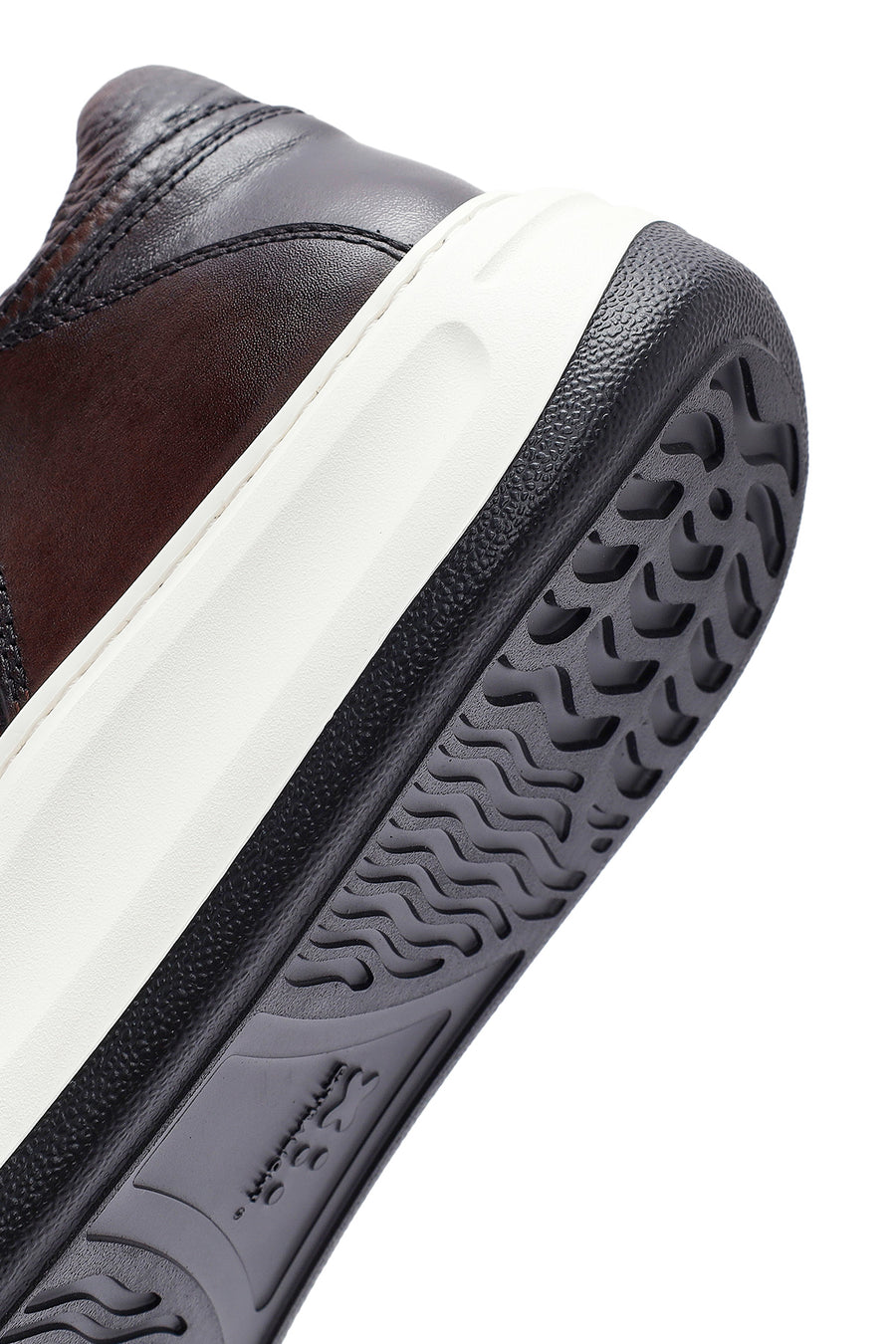 Erkek Kahverengi Bağcıklı Deri Sneaker