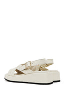 Women's Beige Ankle Buckle Thick Soled Leather Sandals | Derimod