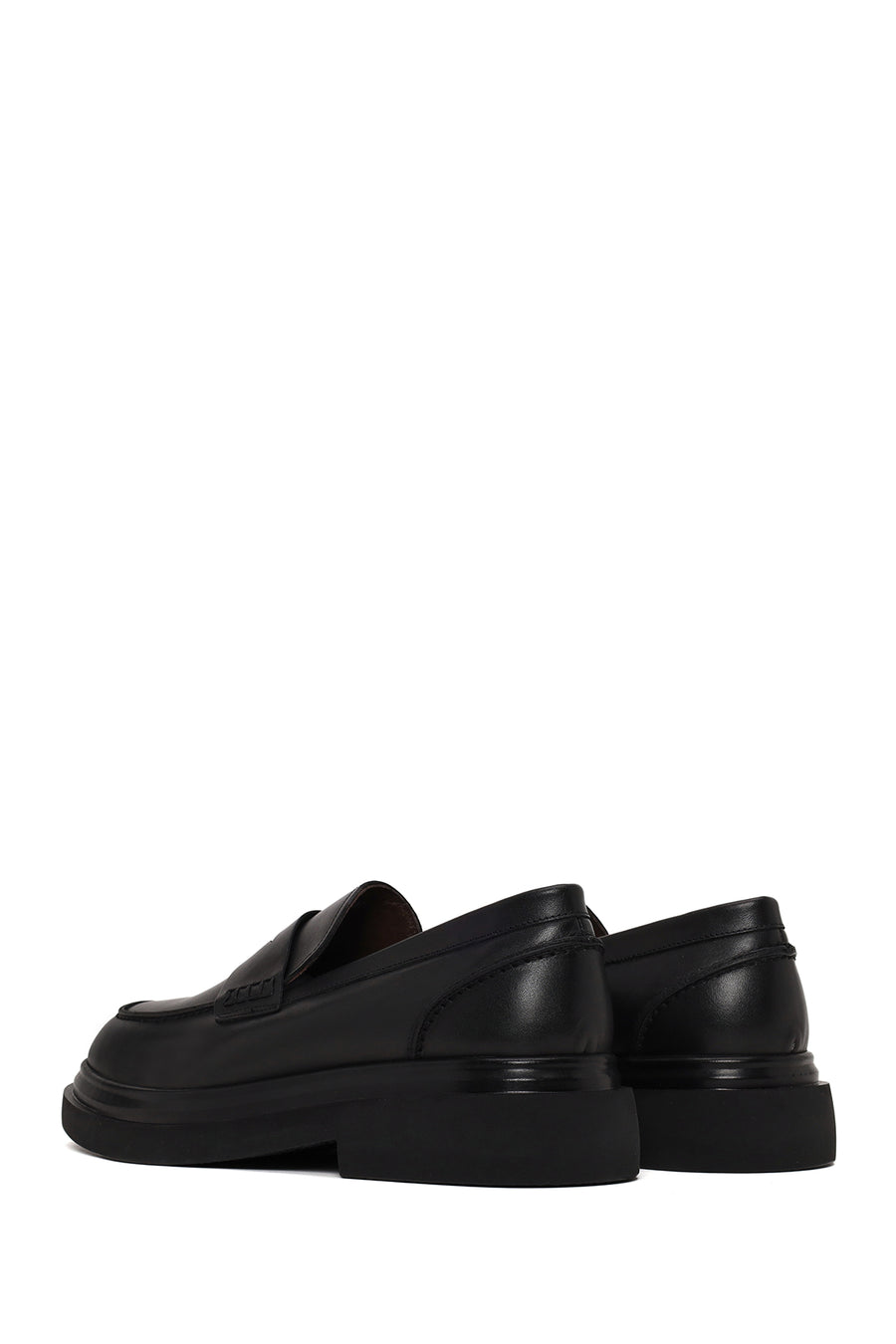 Male Black Thick-Soled Leather Loafer