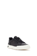 Erkek Siyah Bağcıklı Deri Sneaker | Derimod