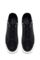 Men's Black Lace-up Thick-Sole Leather Sneaker | Derimod