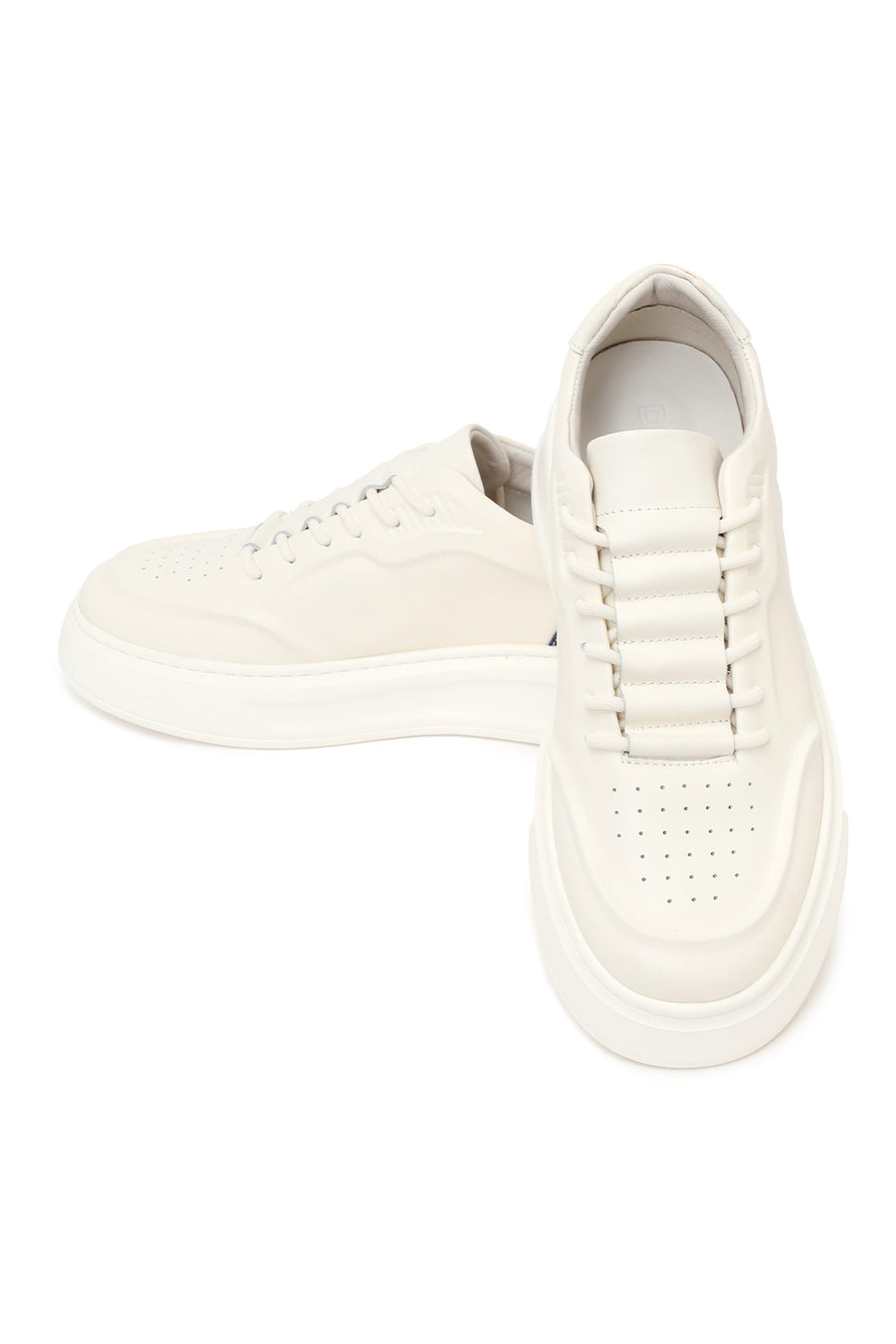 Erkek Beyaz Bağcıklı Deri Sneaker